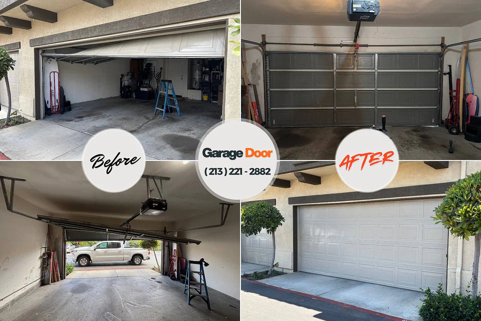 Before and after: garage door repair Tumwater, WA